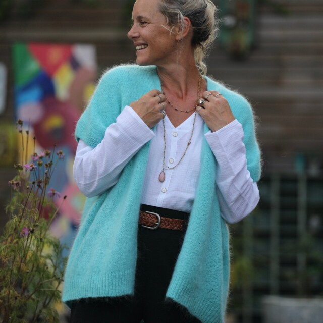 Quintessence - Gilet Mireille turquoise