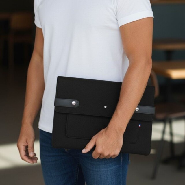 Saint-Lazare - Pochette ordinateur Made in France - noire