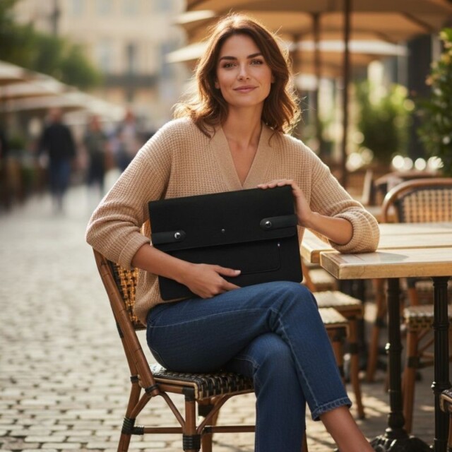 Saint-Lazare - Pochette ordinateur Made in France - noire