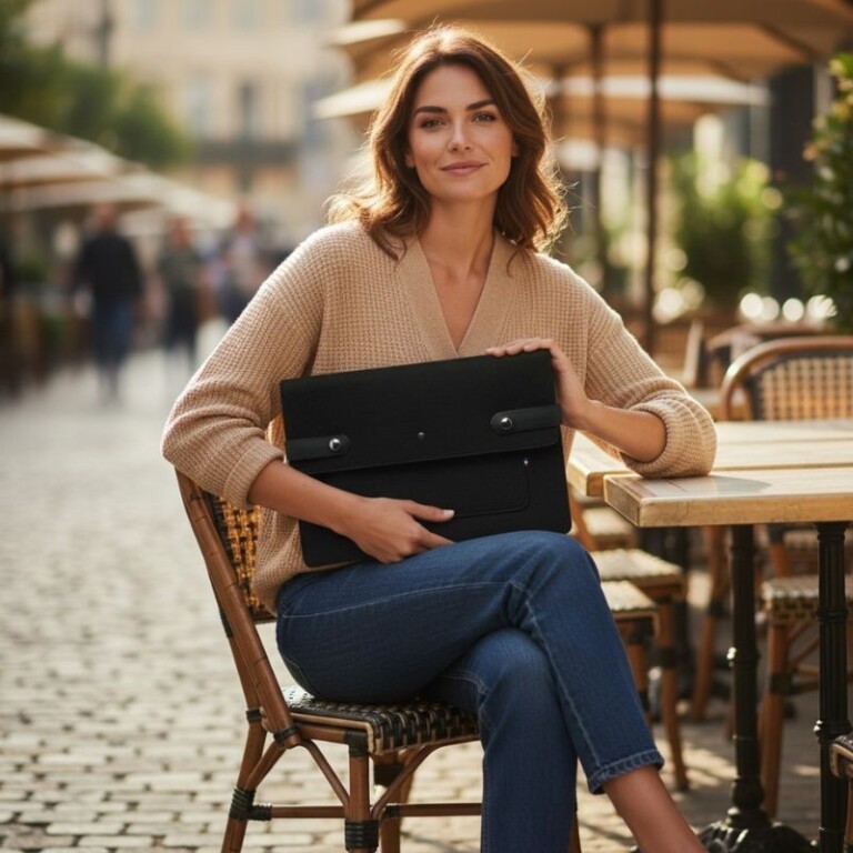 Saint-Lazare - Pochette ordinateur Made in France - noire