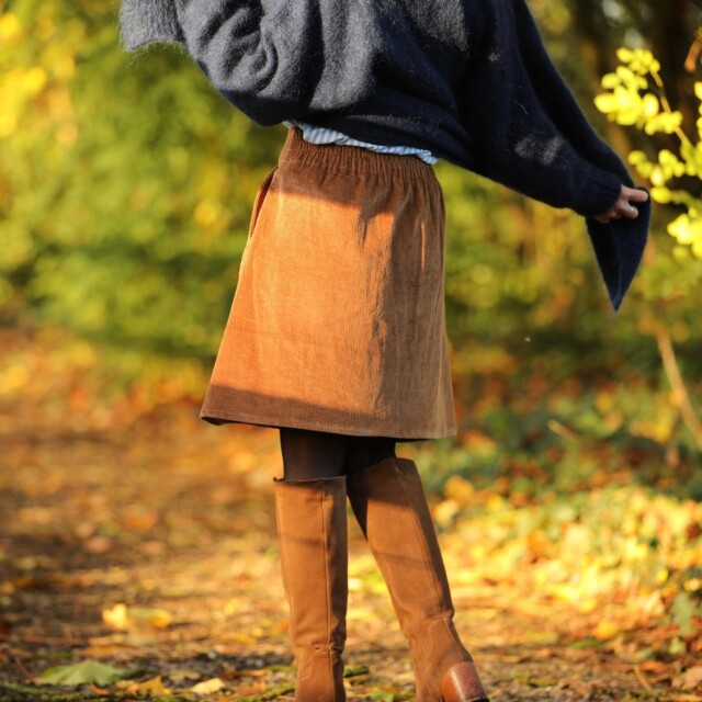 Quintessence - Jupe Maya - velours côtelé camel