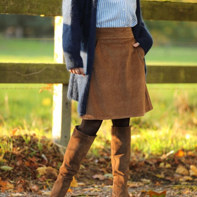 Quintessence - Jupe Maya - velours côtelé camel