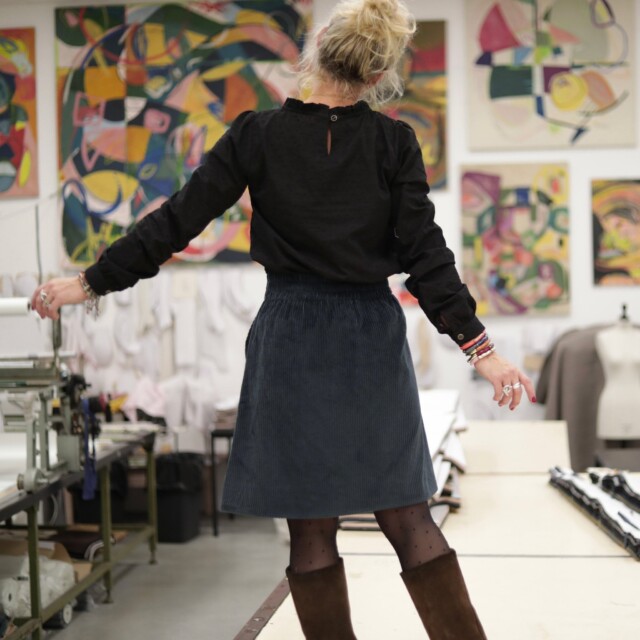 Quintessence - Jupe Maya - velours côtelé colvert