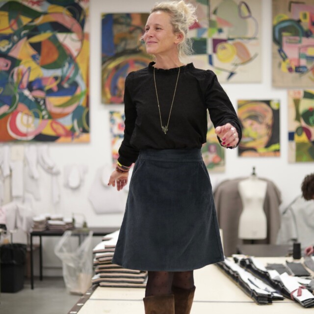 Quintessence - Jupe Maya - velours côtelé colvert