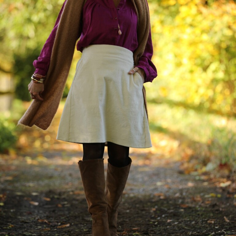 Quintessence - Jupe Maya - velours côtelé ivoire