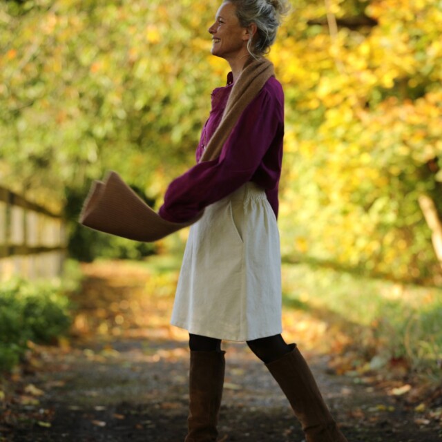 Quintessence - Jupe Maya - velours côtelé ivoire