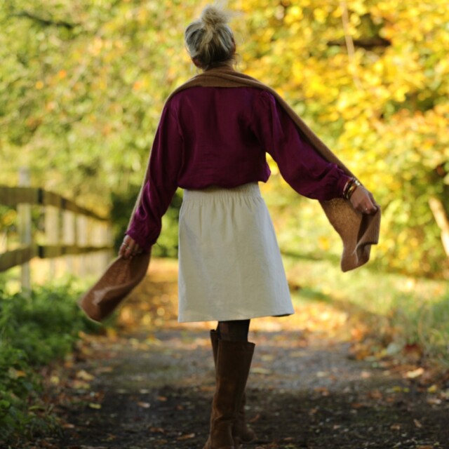 Quintessence - Jupe Maya - velours côtelé ivoire