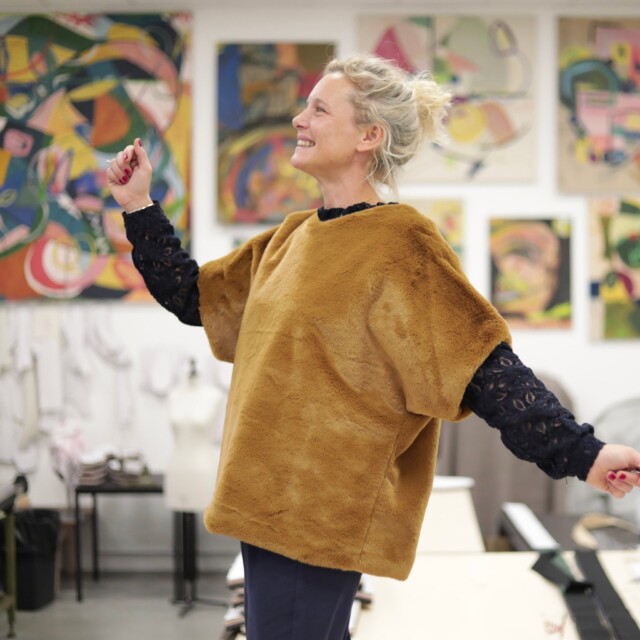 Quintessence - Le Poncho Douillet Pétronille - Fourrure camel