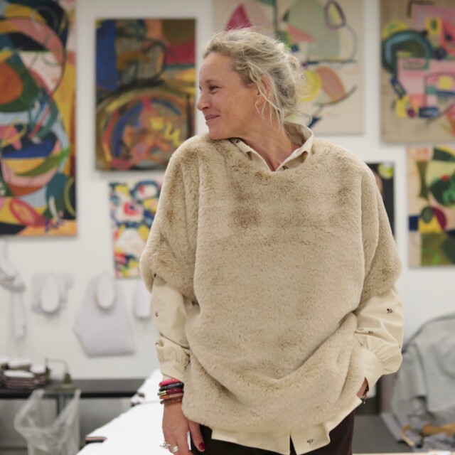 Quintessence - Le Poncho Douillet Pétronille - Fourrure ficelle