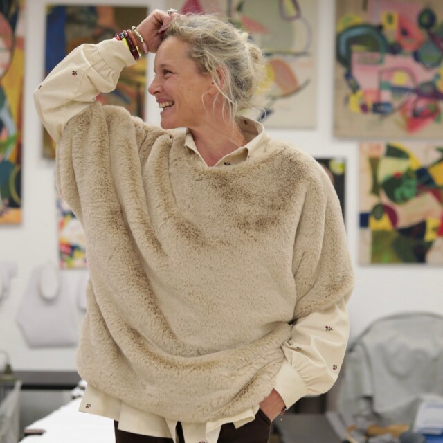 Quintessence - Le Poncho Douillet Pétronille - Fourrure ficelle