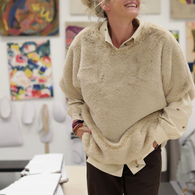 Quintessence - Le Poncho Douillet Pétronille - Fourrure ficelle