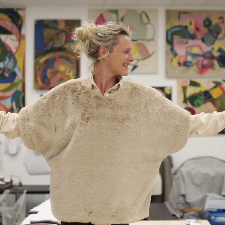 Quintessence - Le Poncho Douillet Pétronille - Fourrure ficelle