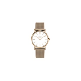 Menthe à l’eau - Montre Femme La Milanaise Dorée rose fond blanc
