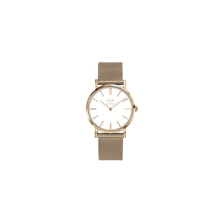 Menthe à l'eau - Montre Femme La Milanaise Dorée rose fond blanc