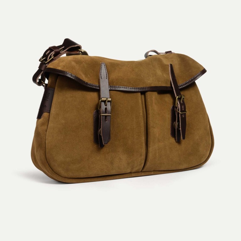 Bleu De Chauffe - Musette du Pêcheur M / Cuir Velours - Marron Noisette