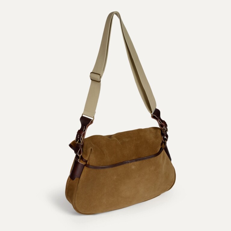 Bleu De Chauffe - Musette du Pêcheur M / Cuir Velours - Marron Noisette