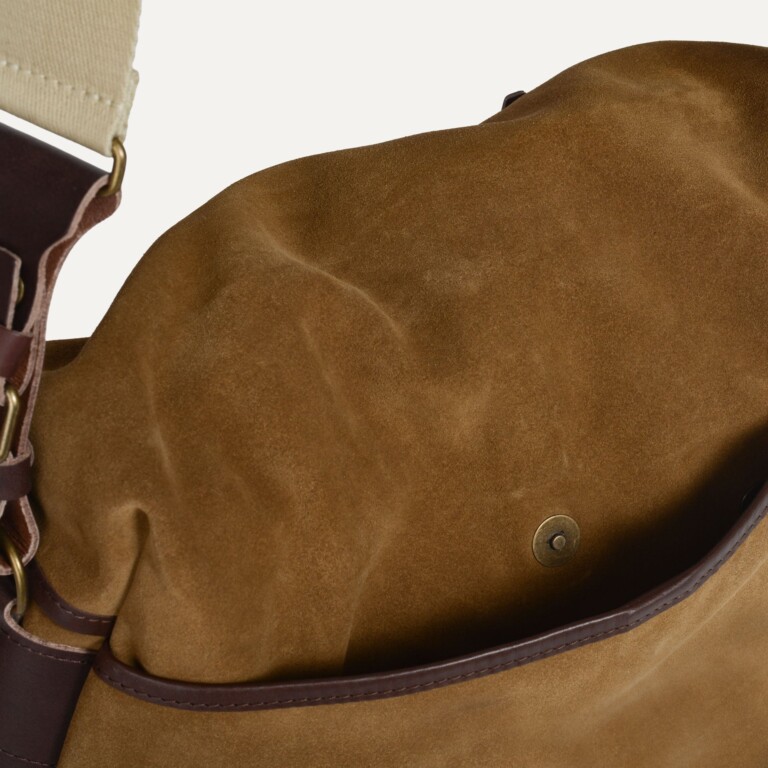 Bleu De Chauffe - Musette du Pêcheur M / Cuir Velours - Marron Noisette