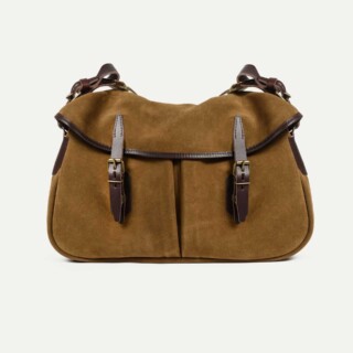 Bleu de Chauffe - Musette du Pêcheur M / Cuir Velours  Marron Noisette