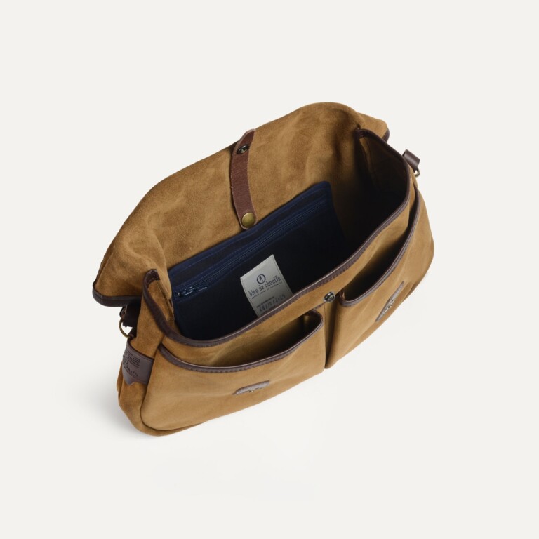 Bleu De Chauffe - Musette du Pêcheur M / Cuir Velours - Marron Noisette
