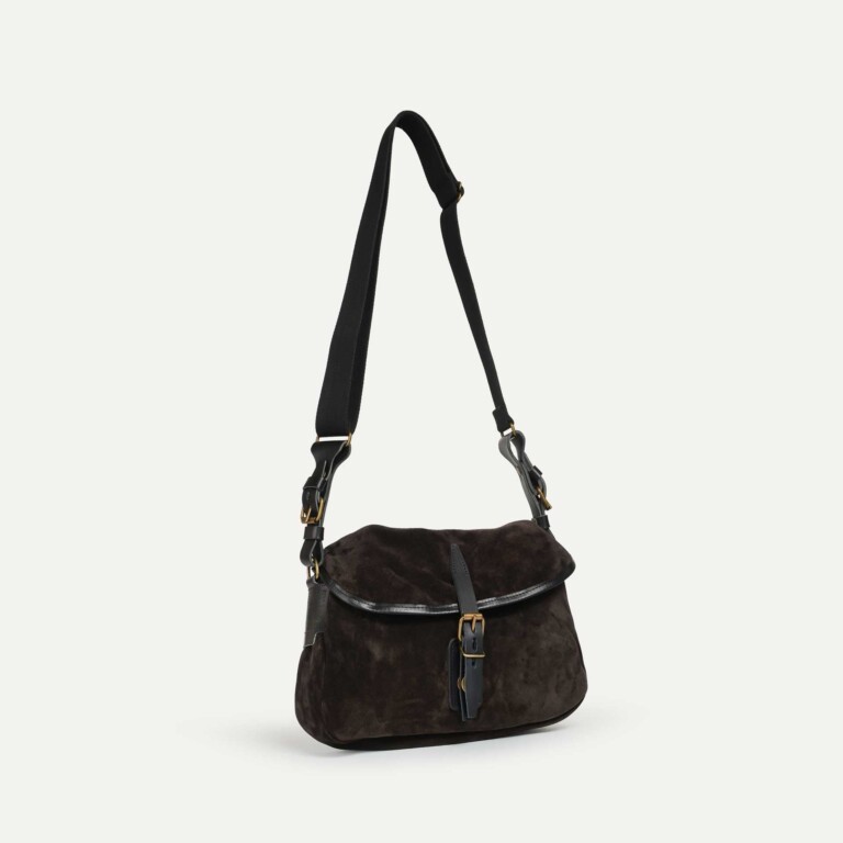 Bleu De Chauffe - Musette du Pêcheur XS / Cuir Velours - Marron foncé