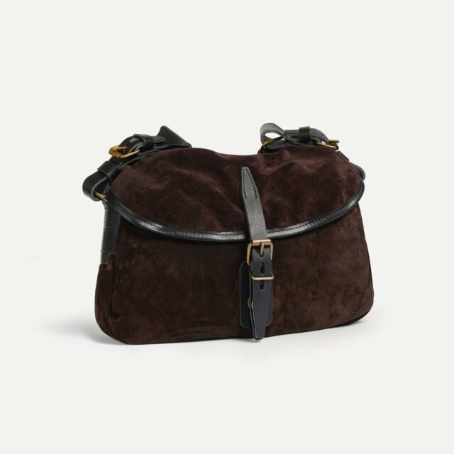 Bleu De Chauffe - Musette du Pêcheur XS / Cuir Velours - Marron foncé