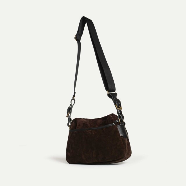 Bleu De Chauffe - Musette du Pêcheur XS / Cuir Velours - Marron foncé