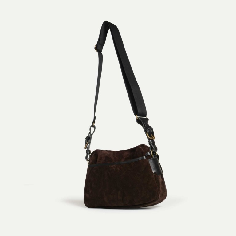 Bleu De Chauffe - Musette du Pêcheur XS / Cuir Velours - Marron foncé