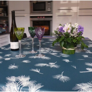 Fleur de Soleil - Nappe enduite ronde ou ovale Pin Vert