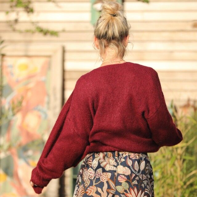 Quintessence - Pantalon Tom - jacquard passiflore/bleu nuit