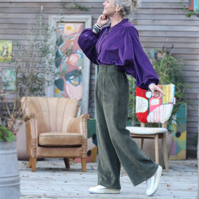 Quintessence - Pantalon Tom - velours côtelé kaki