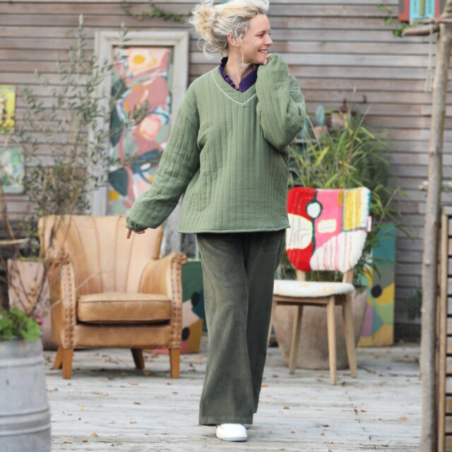 Quintessence - Pantalon Tom - velours côtelé kaki