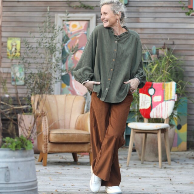 Quintessence - Pantalon Tom - velours milleraies camel