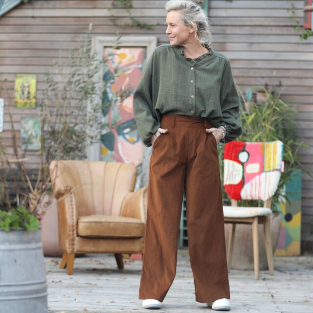 Quintessence - Pantalon Tom - velours milleraies camel