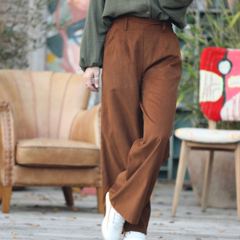 Quintessence - Pantalon Tom - velours milleraies camel