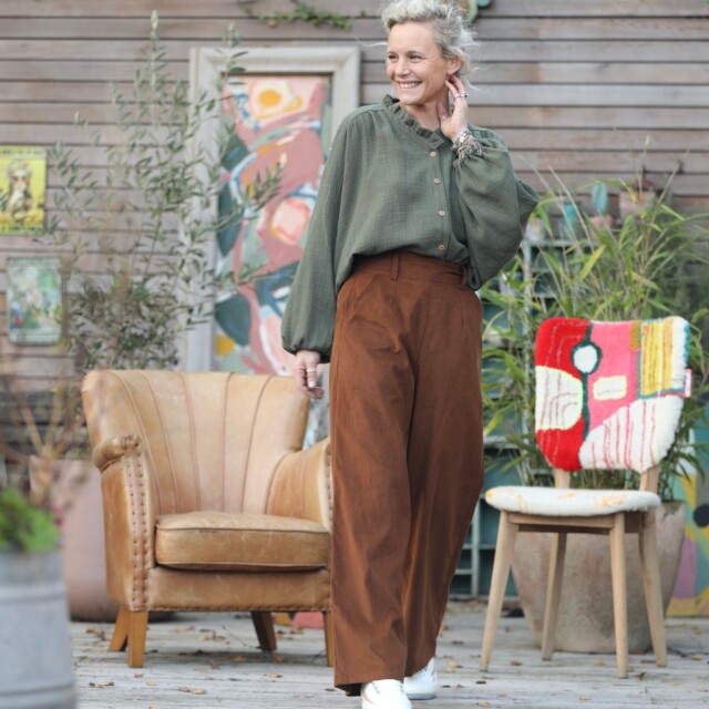 Quintessence - Pantalon Tom - velours milleraies camel