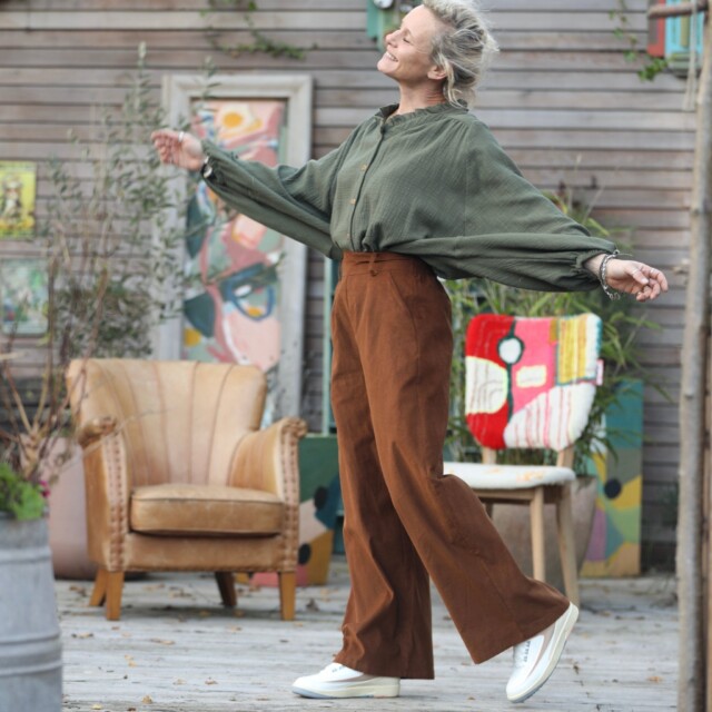 Quintessence - Pantalon Tom - velours milleraies camel