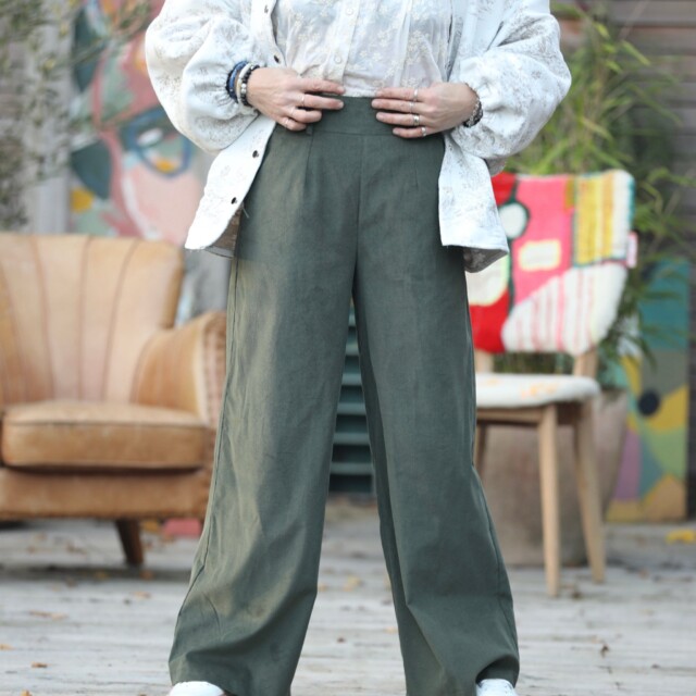 Quintessence - Pantalon Tom - velours milleraies kaki