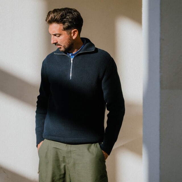 Bleu De Chauffe - Pull Camionneur Sauzon - Bleu Marine