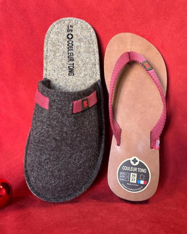 Couleur Tong - Coffret Tongs et Chaussons Made in France – Noël au Soleil – Bordeaux