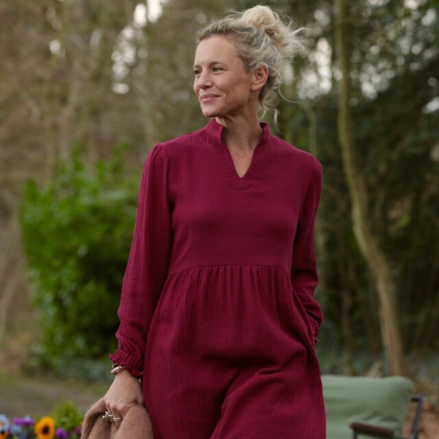 Quintessence - Robe Allegra - double gaze de coton framboise
