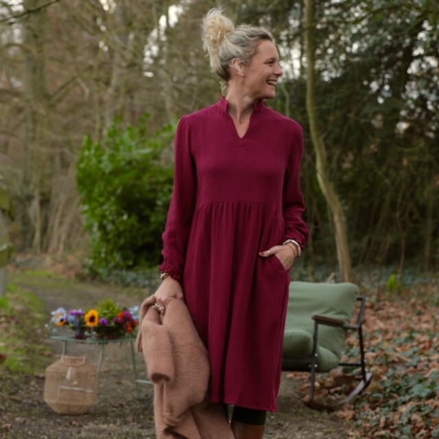 Quintessence - Robe Allegra – double gaze de coton framboise