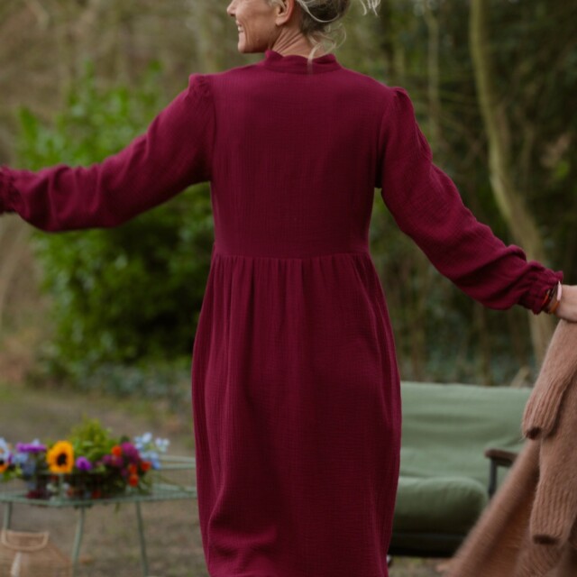 Quintessence - Robe Allegra - double gaze de coton framboise