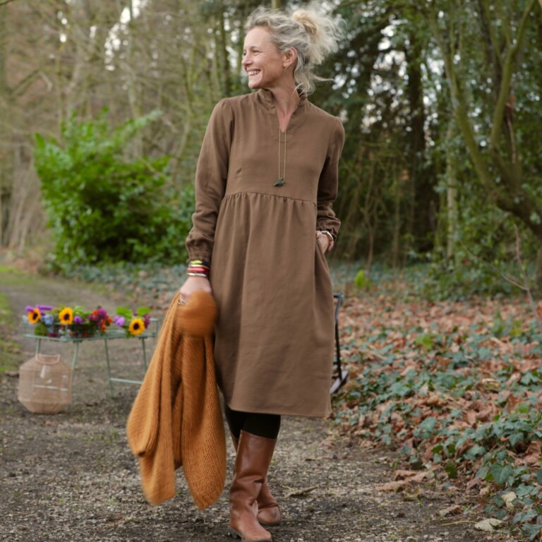 robe allegra tissage mixte gaze serge de coton moka 5380276 Quintessence - Robe Allegra - Tissage mixte gaze & sergé de coton moka