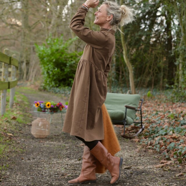 Quintessence - Robe Allegra - Tissage mixte gaze & sergé de coton moka