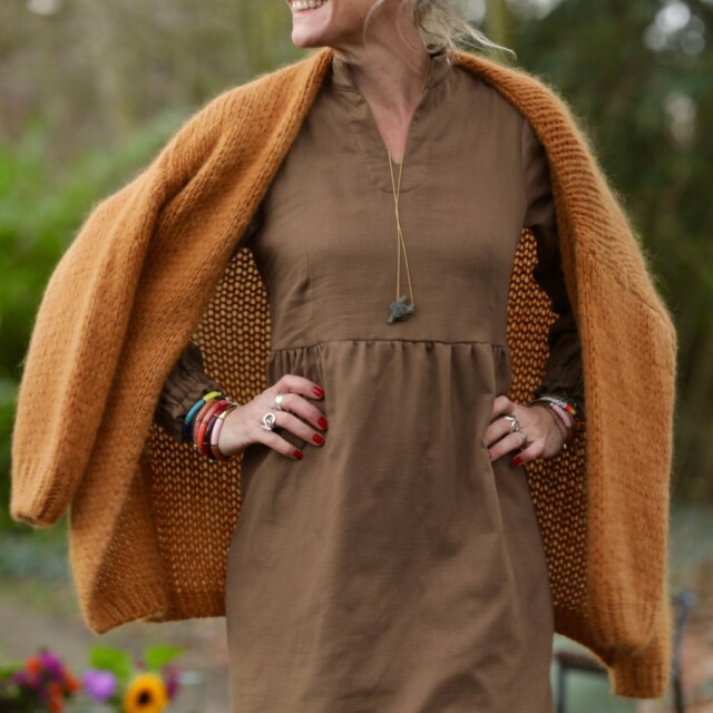 Quintessence - Robe Allegra - Tissage mixte gaze & sergé de coton moka