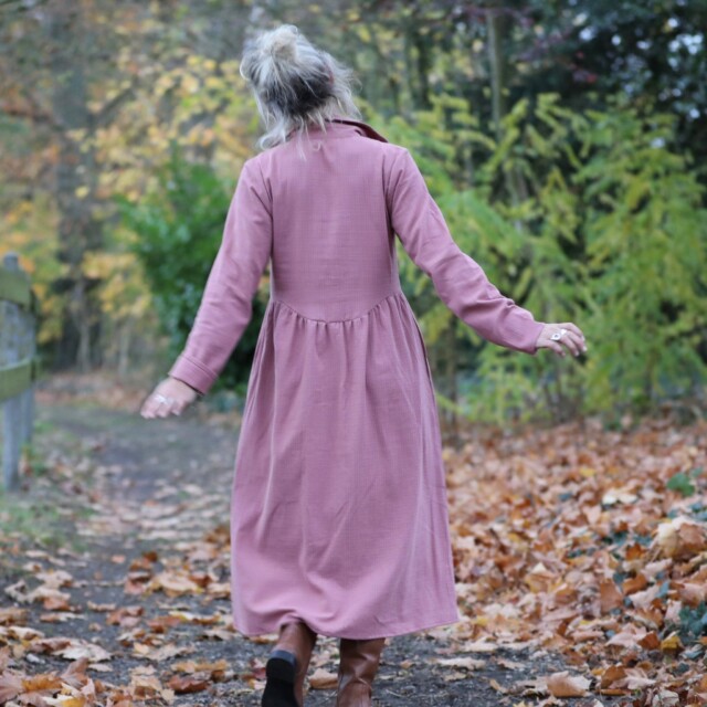 Quintessence - Robe Arlène - Armuré de coton rose boisé