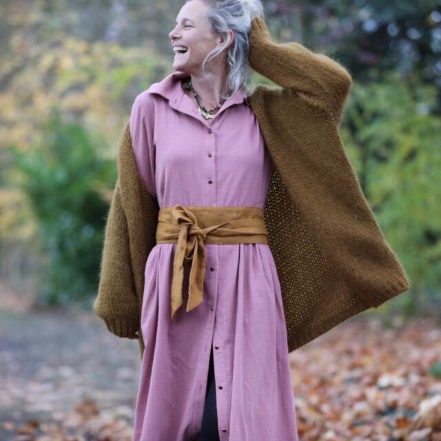 Quintessence - Robe Arlène - Armuré de coton rose boisé