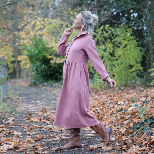 Quintessence - Robe Arlène - Armuré de coton rose boisé