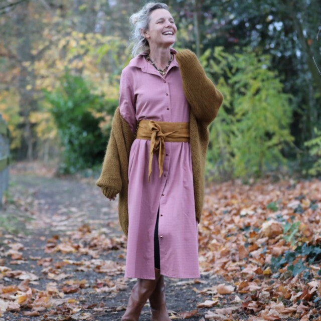 Quintessence - Robe Arlène - Armuré de coton rose boisé