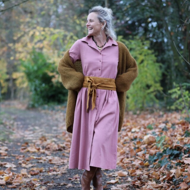 Quintessence - Robe Arlène - Armuré de coton rose boisé